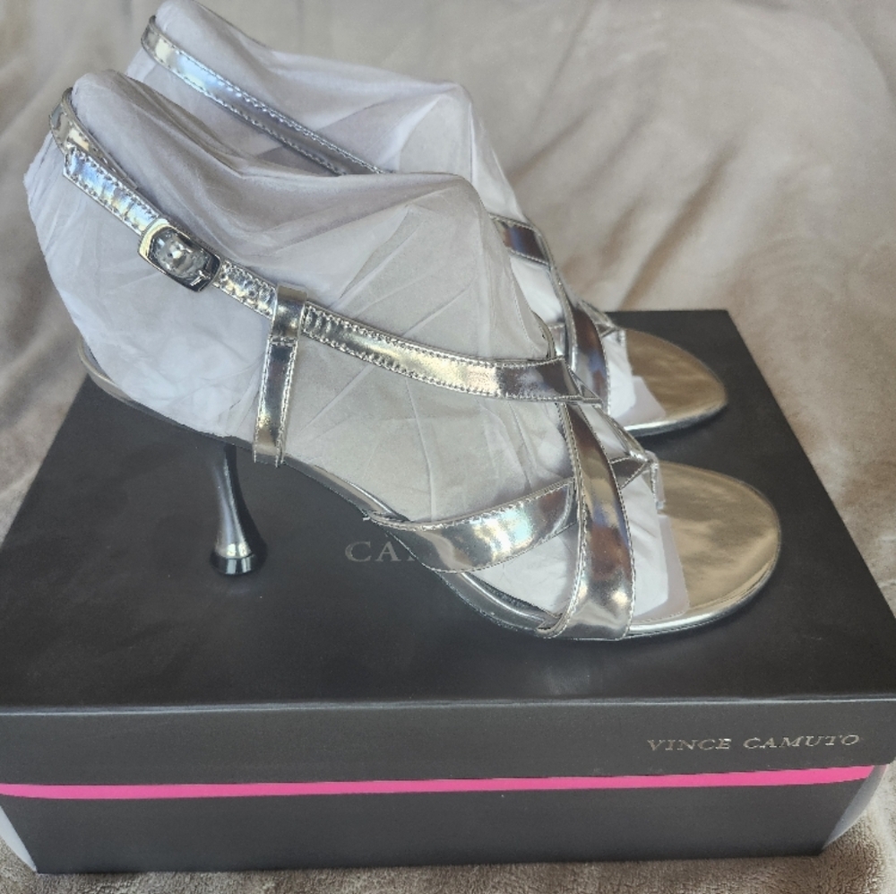 Vince Camuto Silver Strappy Heels